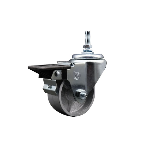 3 Inch Semi Steel 12 MM Threaded Stem Caster with Brake